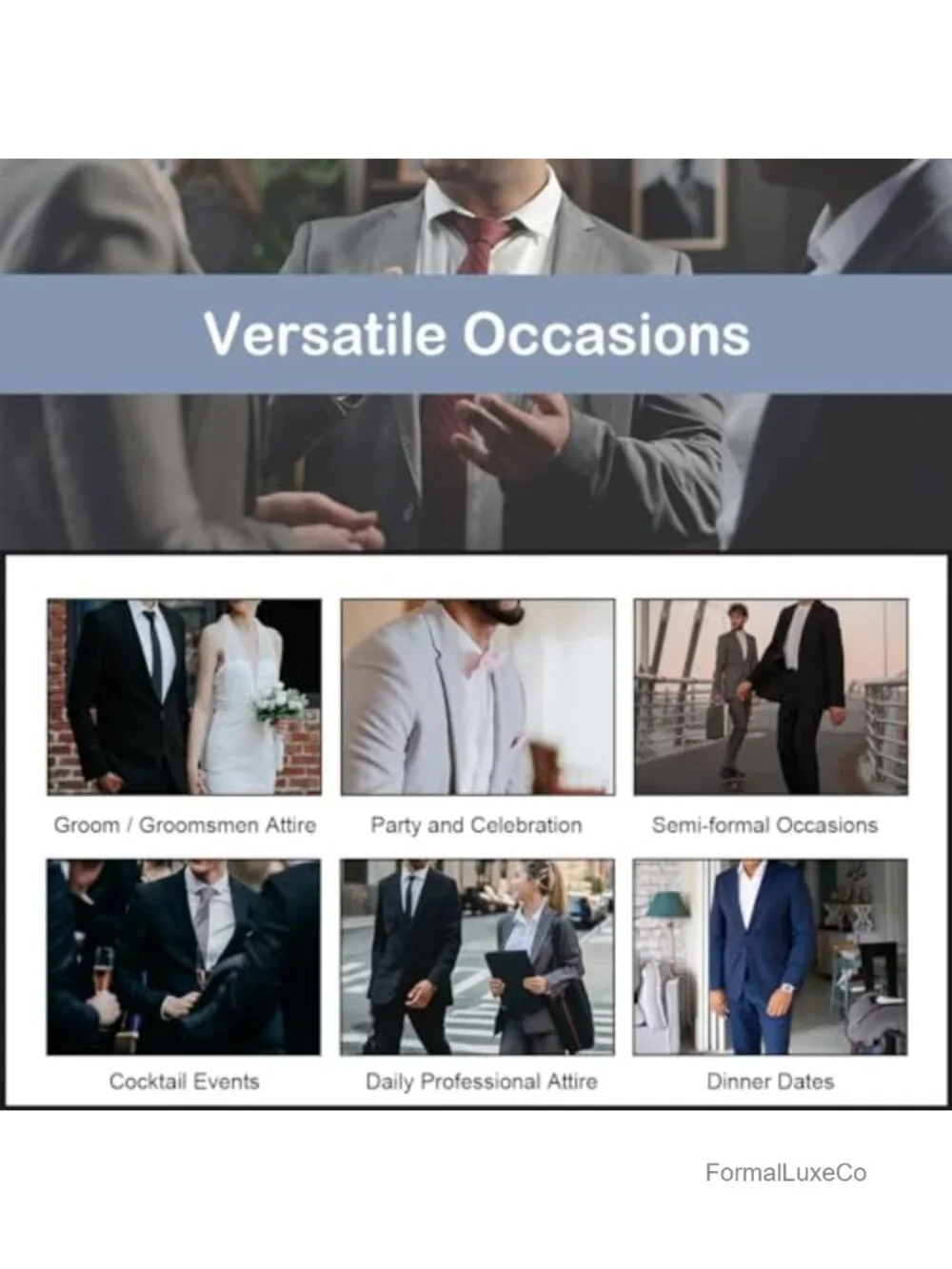 Men's Slim Fit 2-Piece Tuxedo Suit Set Jacket & Pants Prom Business Wedding